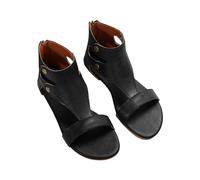 Sandales Romaines Spartiate Femmes été Rétro Évidé Sandales Plates Gladiateur à Fermeture Éclair Sandale Bout Ouvert Chaussures de Sport Extérieur de Plage de Trekking Chaussure Confort Anti-dérapant