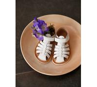 Sandales scratchées cuir bébé bout fermé blanc 21