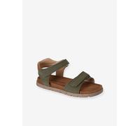 Sandales scratchées cuir enfant kaki 35