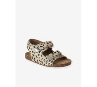 Sandales scratchées cuir motif léopard enfant beige imprimé 35