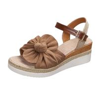 Sandales semelles épaisses pour femmes, été rétro, corde nœud, semelle compensée, vêtements d'extérieur décontractés, grande taille, bouche de poisson Chaussons Enfant Cuir Souple (Beige, 40)