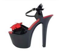 Sandales Sexy à Plateforme Ultra-Haute pour Femmes, Talons Hauts de 17 cm, adaptées à la Pole Dance en boîte de Nuit et aux défilés de Mode,Noir,40 EU