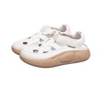 Sandales sportives à bout fermé pour femme - Chaussures de marche décontractées - Sangle ajourée réglable - Légères et épaisses, beige, 38 EU
