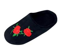 Sandales strass antidérapantes avec semelle souple brodées en forme de rose pour femme d'urgence, Noir , 39 EU