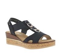 Rieker Sandales compensées 63798 Femme Bleu Taille 37
