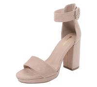 Sandales Talon Femme Confortable Chaussure Mariage Sandales À Talons Hauts En De Couleur Pure Pour Femmes Européennes Et Américaines Chaussures Femme Ete Chic Cuir (Beige 38)