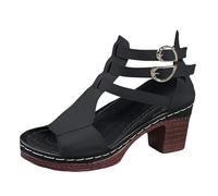 Sandales Talon Femme Pieds Larges Escarpins Petit Sandales D'Été Pour Femmes Style Poisson Bouche Grande Taille Commerce Extérieur Talon Compensé Bout Chaussure A Femme (Black 37)