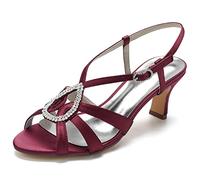 Sandales Talon Haut Femme, Talons Hauts pour Femmes, Sandales à Talon Aiguille, Bride Cheville Réglable 6,5 cm Strass, Chaussures Soirée Mariage Été, Open Toe,D,40
