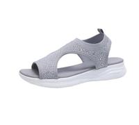 Sandales tendance d'été en cristal respirante et confortable, mules de plage décontractées et élégantes à talons plats style bohème