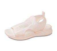 Sandales tendance pour femme avec bout ouvert pour un usage quotidien - Dessus en maille respirante - Semelle plate confortable pour les tenues d'été, Blanc., 42 EU