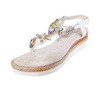Sandales tendance pour femme - Talon compensé - Semelle épaisse - Bande élastique creuse - Casual - Sandales à plateforme extérieure (traduction allemande) - Chaussures pour femme - Talon bloc