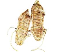 Sandales traditionnelles en paille tissées à la main - Unisexe - Style rustique - Chaussures d'été pour une tenue décontractée, jaune, 38 2/3 EU