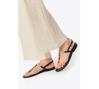 Sandales Wittchen pour femme en cuir naturel orné de décorations, noir.