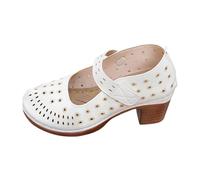 Sandalias de verano con punta cerrada y tacón hueco, cómodas y casuales. (Beige, 40)