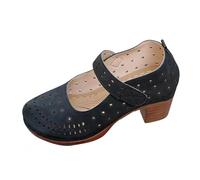 Sandalias de verano con punta cerrada y tacón hueco, cómodas y casuales. (Black, 39)