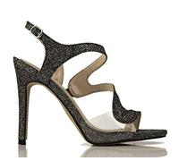 SANDALO ASIMMETRICO IN GLITTER E PVC TRASPARENTE