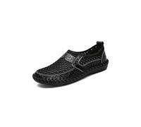 Sandals Chaussures en Cuir en Cuir en pour Hommes pour Hommes Chaussures en Cuir extérieur masculines Respirant à la Main des Plats d'été Sneakerschwarz, 10,5 UK