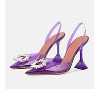 Sandals Femmes Chaussures d'été Arc-nœud Transparent Haut Talons féminins Chaussures 1-Canne, 40