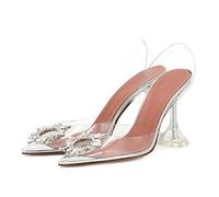 Sandals Femmes Chaussures d'été Arc-nœud Transparent Haut Talons féminins Chaussures 1-dim-Transparent, 36