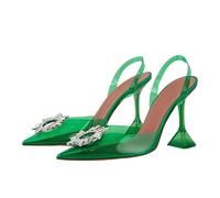 Sandals Femmes Chaussures d'été Arc-nœud Transparent Haut Talons féminins Chaussures 1-dim-Vert, 40