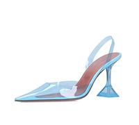 Sandals Femmes Chaussures d'été Arc-nœud Transparent Haut Talons féminins Chaussures 2-Bleu, 40