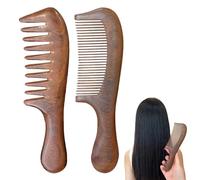 Sandalwood Comb - Set Of 2 Sandalwood Comb Set | Fine Tooth Commb | Wooden Wide Toth Coomb | Handmade Natural Haiir Combs, Fine Tooth Hair Commb For Women Girls, Portable Hair Brush