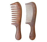 Sandalwood Comb Set, Wooden Wide Tooth, Adorable Fine Tooth Hair Combs, 2 Piece Handmade Natural Hairs Brush for Women Girls, Portable Anti-Frizz Styling Tool, 8.66x6.3x0.79 inches