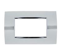 Sandasson Plaque carrée 4 m 4 modules pour boîte 504 compatible avec Bticino Living (chrome brillant)