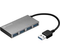 Sandberg 133-88 - Adaptateur USB 3.0 Pocket Hub 4 ports, argenté