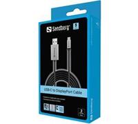Sandberg 136-51 Adapter de cable de video 2 m USB Type C DisplayPort Noir, Gris