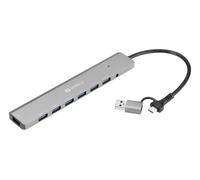 Sandberg USB-C/A vers 7 x USB 3.0 Hub USB-C/A vers 7 x Hub USB 3.0, 136-66 (USB-C/A vers 7 x USB 3.0)