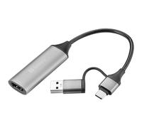 Sandberg 136-70 câble vidéo et adaptateur HDMI Type A (Standard) USB Type-A + USB Type-C Gris