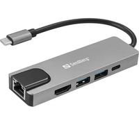 Sandberg 336-99 station d'accueil Avec fil USB 3.2 Gen 1 (3.1 Gen 1) Type-C Argent