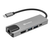 Sandberg 336-99 station d'accueil Avec fil USB 3.2 Gen 1 (3.1 Gen 1) Type-C Argent