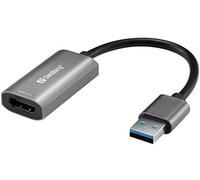 Sandberg Adaptateur HDMI Capture Link vers USB, 4K HDMI vers USB-A, Full HD 1080p 30FPS, Capture Vidéo pour Streaming et Enregistrement, Compatible avec Xbox PS4 Switch TV