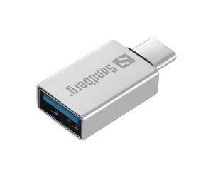 Sandberg Adaptateur USB-C vers USB 3.0 - USB 3.2 Gen 1 Type-C vers USB 3.2 Gen 1 Type-A - 1 port - Boîtier Aluminium Argent - Ref. 136-24