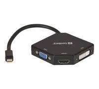 Sandberg Adapter MiniDP>HDMI+DVI+VGA - Convertisseur vidéo - DVI, HDMI, VGA