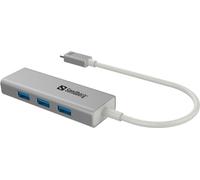SANDBERG 136-03 - Hub USB-C 4 ports USB 3.0, 1 charge, aluminium