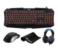 Sandberg Gaming Starter Kit - Ensemble clavier et souris - rétro-éclairé - USB - R.-U. - avec casque de jeu USB