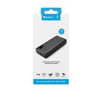 Sandberg Powerbank 20000 mAh USB-C PD 20W – Charge rapide, USB-C/USB-A, double charge