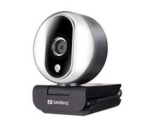 Sandberg Streamer USB Webcam Pro | Caméra de Streaming pour Les appels vidéo de Jeu | Webcam 1080P avec Microphone pour PC MacBook | Anneau Lumineux | Plug & Play | Clip-on et trépied prêts