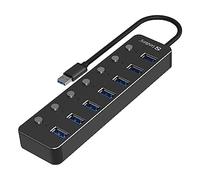 Sandberg USB 3.0 Hub 7 Ports | 7 Ports de données | Interrupteurs d'alimentation individuels | Adaptateur USB| Transfert de données Rapide | Hub d'extension USB 3.0 pour Ordinateur Tablette MacBook