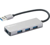 Sandberg Concentrateur USB USB-A Saver - 1xUSB3.0+3xUSB2.0, USB-C, Plug & Play pour PC/MacBook