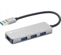 Sandberg USB-A Hub 1xUSB3.0+3x2.0 Saver | Concentrateur USB | 4 Ports de données | Plug & Play| Adaptateur USB-C | Transfert de données Rapide | Hub d'extension USB pour PC MacBook Win MacOS | Saver