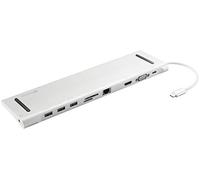 Sandberg USB-C 10-in-1 Docking Station, Concentrateur USB-C vers 3X USB-A 1x USB-C HDMI VGA Ethernet Fente pour Carte Mémoire Audio 1x USB-C (PD 100W), Alimenté par USB-C, Adaptateur Multiport