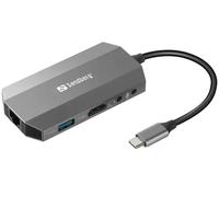 Sandberg Dock USB-C Travel 6-en-1 – HDMI, Ethernet, audio, carte mémoire, USB-C/USB-A