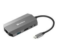 Sandberg Dock USB-C Travel 6-en-1 – HDMI, Ethernet, audio, carte mémoire, USB-C/USB-A