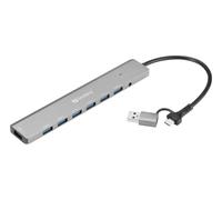 Sandberg USB-C/A vers 7 x USB 3.0 Hub USB-C/A vers 7 x Hub USB 3.0, 136-66 (USB-C/A vers 7 x USB 3.0)