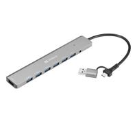 Sandberg USB-C/A vers 7 x USB 3.0 Hub USB-C/A vers 7 x Hub USB 3.0, 136-66 (USB-C/A vers 7 x USB 3.0)