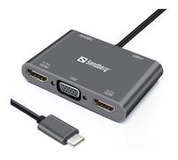 Sandberg USB-C Dock 2xHDMI+1xVGA+USB+PD